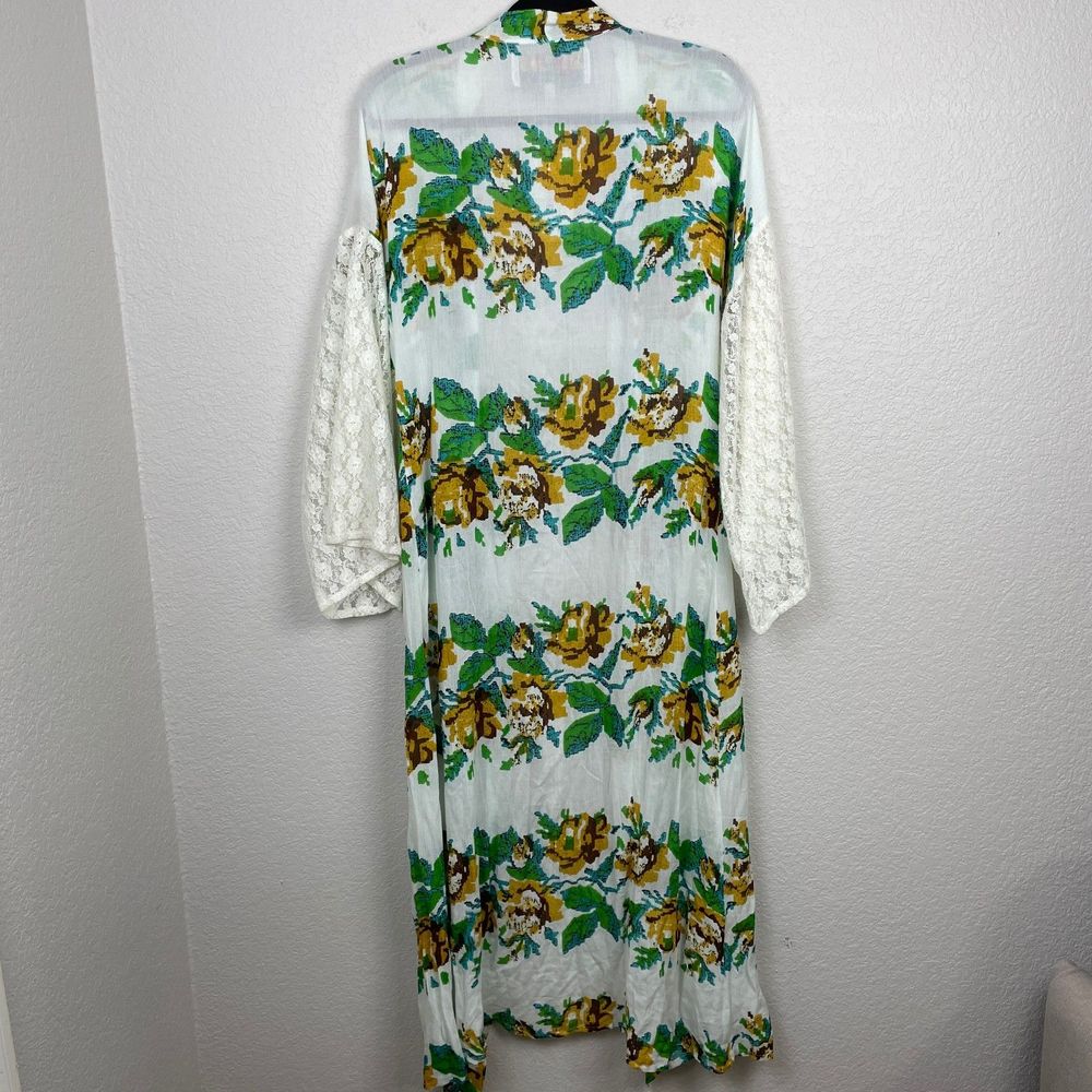 Crazy Train Boho Lace Duster Women OS Southwest Floral Long Sleeve Maxi Open NWT - Picture 7 of 12